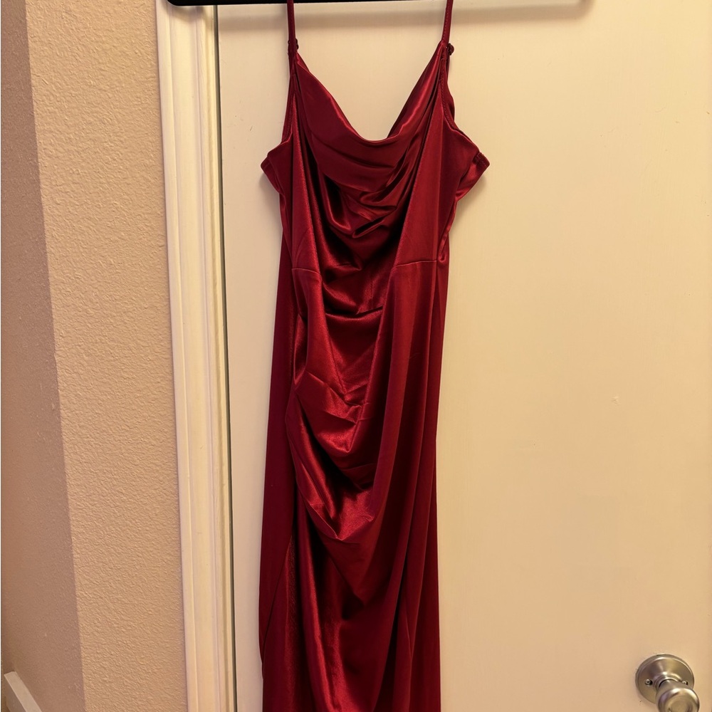 Burgundy Satin Dress